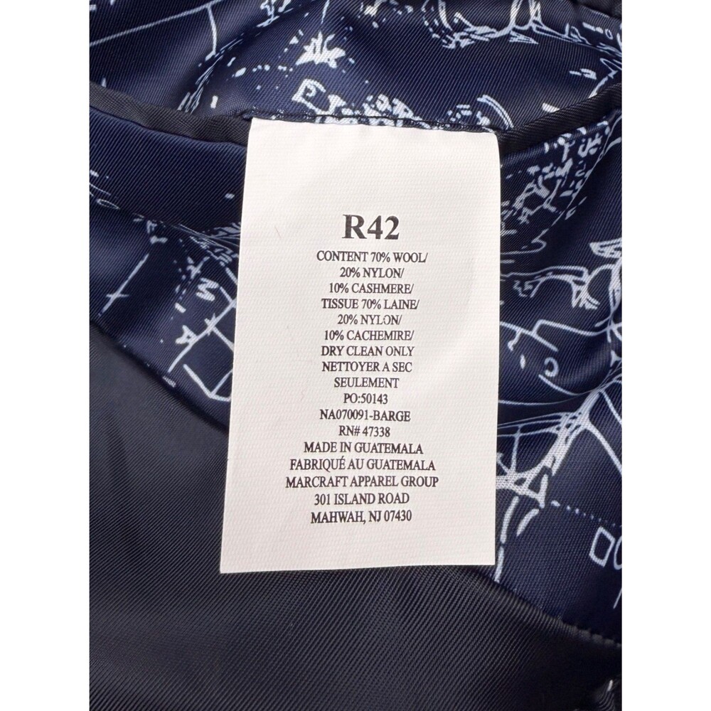 $450 NEW NAUTICA Mens 42R Navy Wool Cashmere Classic 38" Long OverCoat Jacket - Picture 7 of 11
